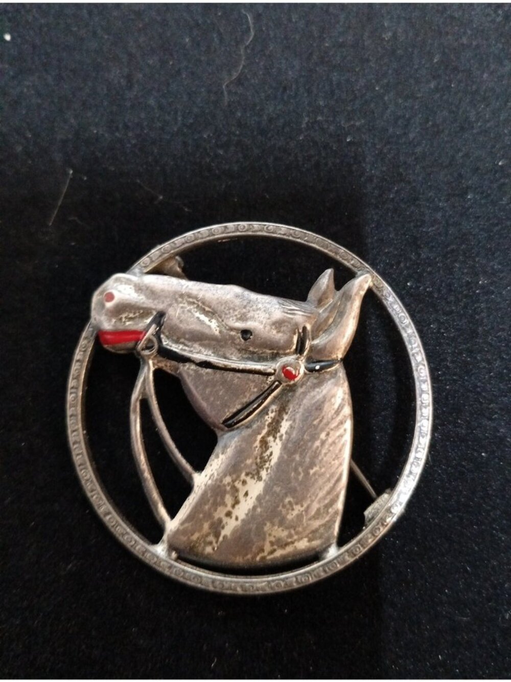 American Silver & Enamel Horse / Equestrian Brooch (R-83)